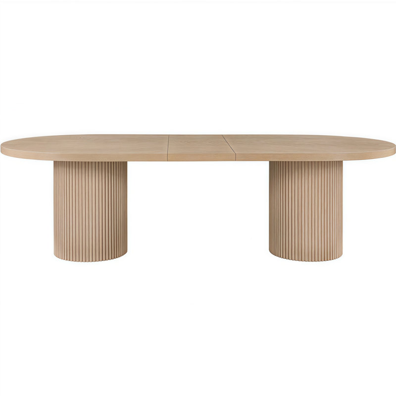 Jahlisa Oval Extendable 90'' to 123" Solid Wood Oak Dining Table, White Oak