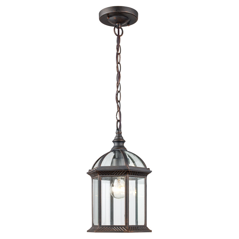 Roscoe 1 -Bulb 13.5" H Outdoor Hanging Lantern, Rust