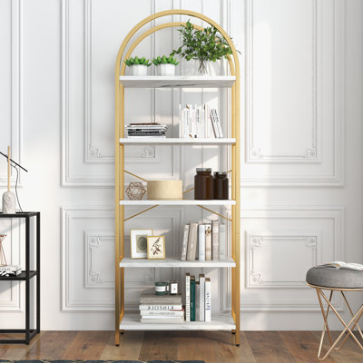 5 Tier Storage Shelf Arched Bookcase