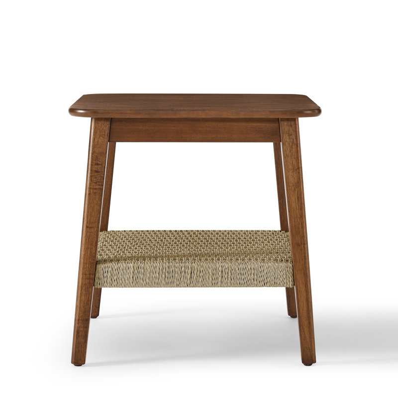 Table d'appoint Mid-Century avec tablette tissée