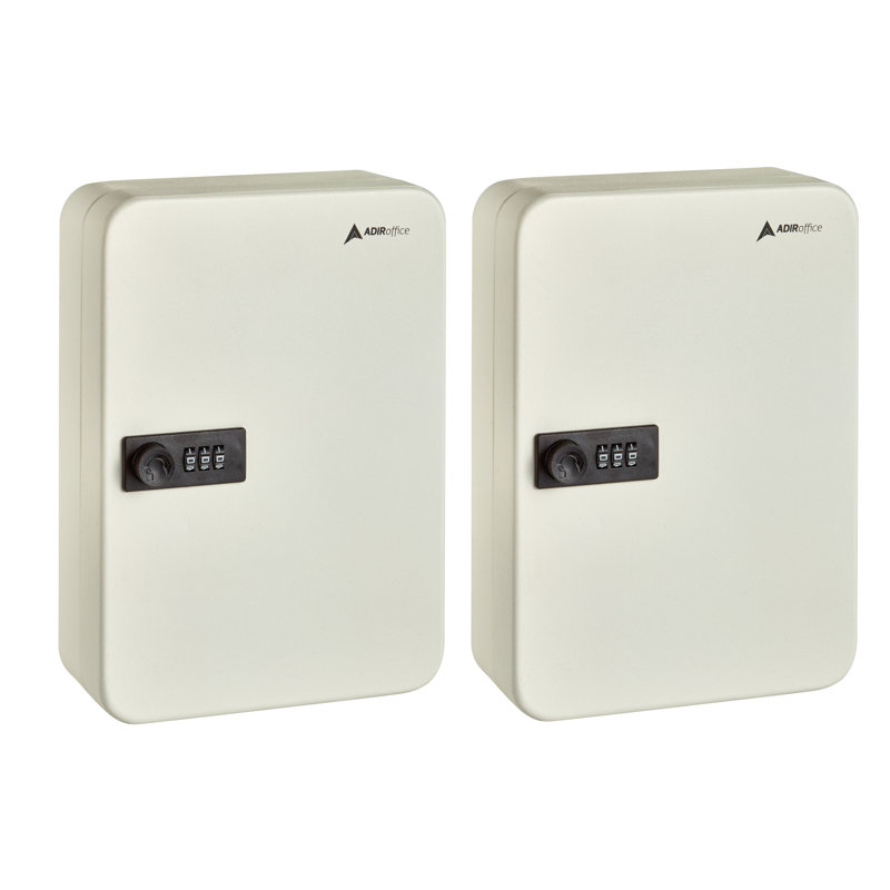 White Steel Wall-Mount Combination Lock Key Cabinet Set
