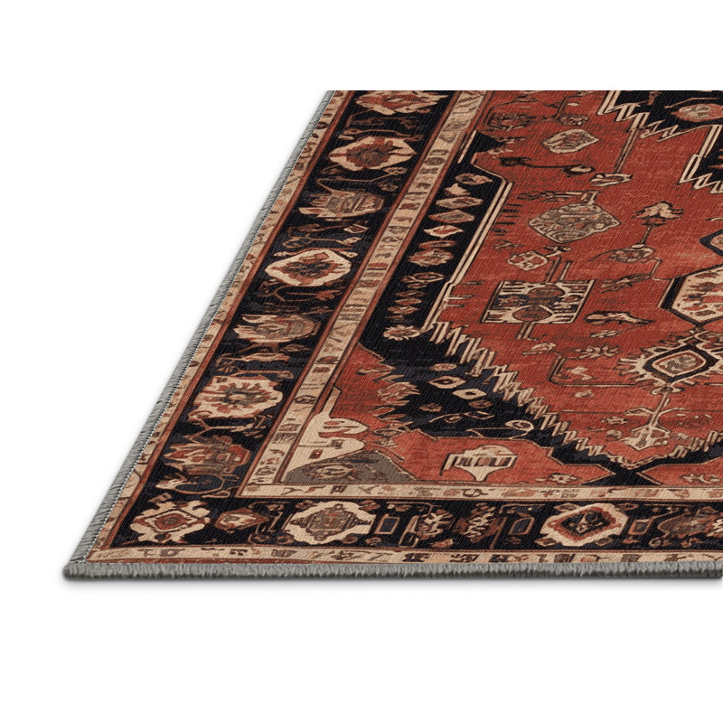 Tapis brun turc lavable à la machine, Carré 7 pi