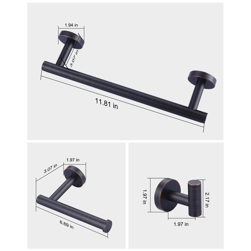 Barre à serviettes murale 13,39 po Bathroom, Bronze huilé