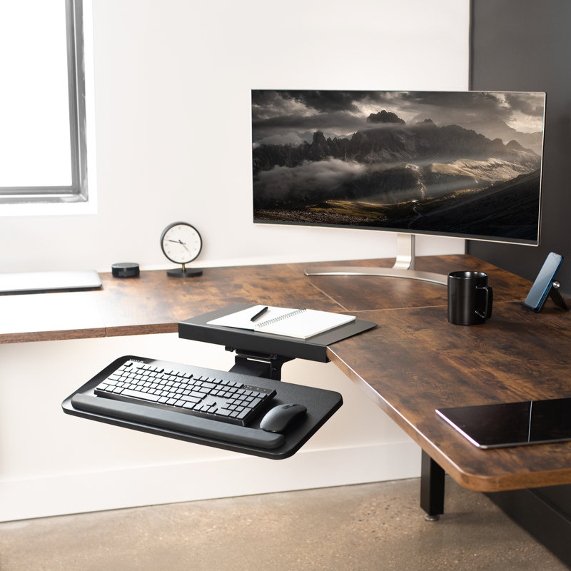 Adjustable Black Steel Keyboard Tray with Corner Connector