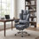 Grand et grand fauteuil de bureau avec coussin à ressorts ensachés, chaise de bureau ergonomique à haut dossier pour le bureau personnel, siège rembourré épais, accoudoirs réglables et soutien lombaire, avec repose-pieds, similicuir, gris