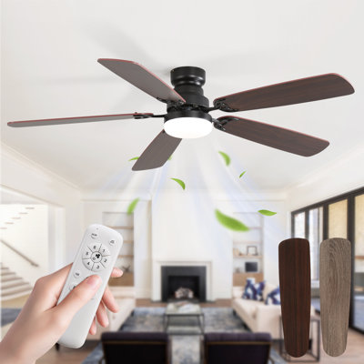 Derick 5-Blade Modern Ceiling Fan with LED Light and Remote Control