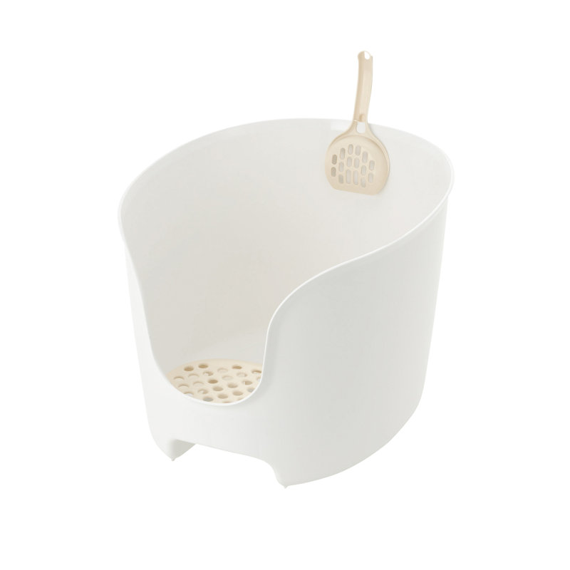 Bac à litière haute pour chat Paw Trax, Blanc / Beige