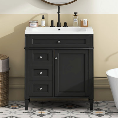 Pollark 30'' Single Bathroom Vanity with Ceramic Top