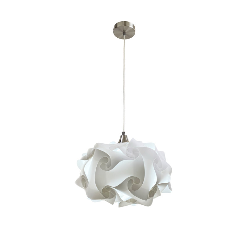 Boomery 1 - Light Single Pendant, Nickel, E26 - Default, 9" H x 15" W x 15" D