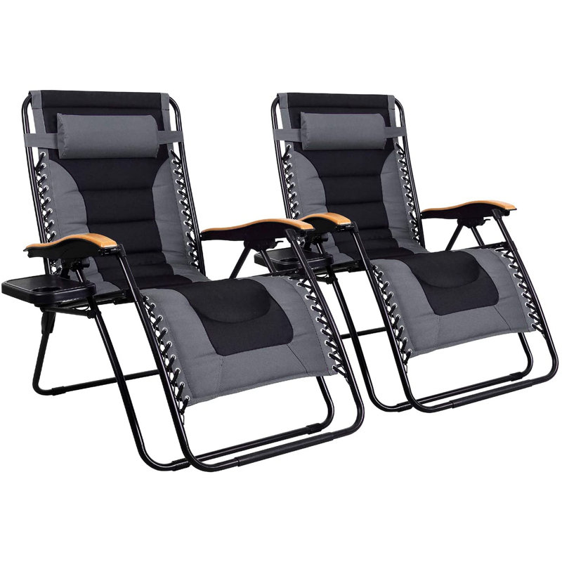 Chaise inclinable zéro gravité avec coussin, Gris/noir