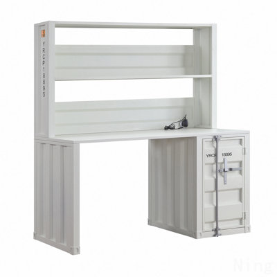 Bureau d'écriture blanc avec huche