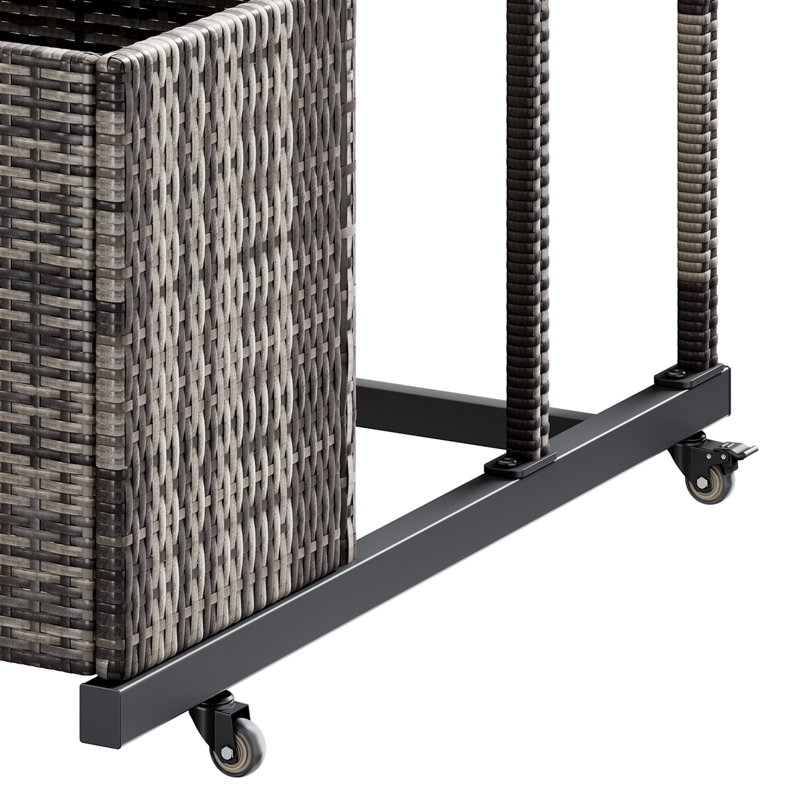 Chariot polyvalent en osier pour le jardin et la piscine, chariot pour l'extérieur, chariot de piscine portable, Gris délavé