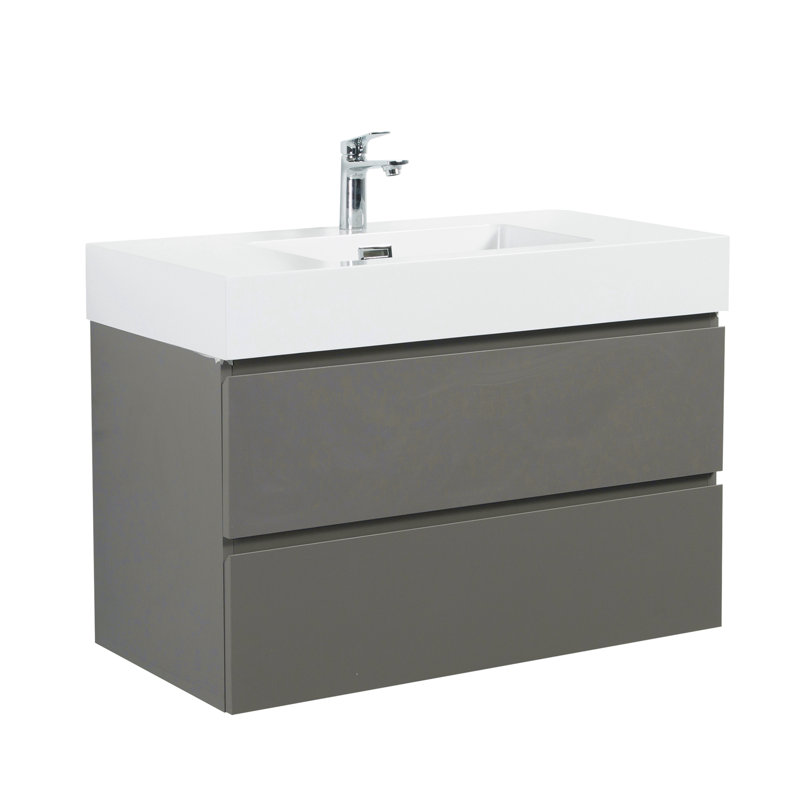 Meuble-lavabo de salle de bain avec lavabo, grand meuble-lavabo flottant mural