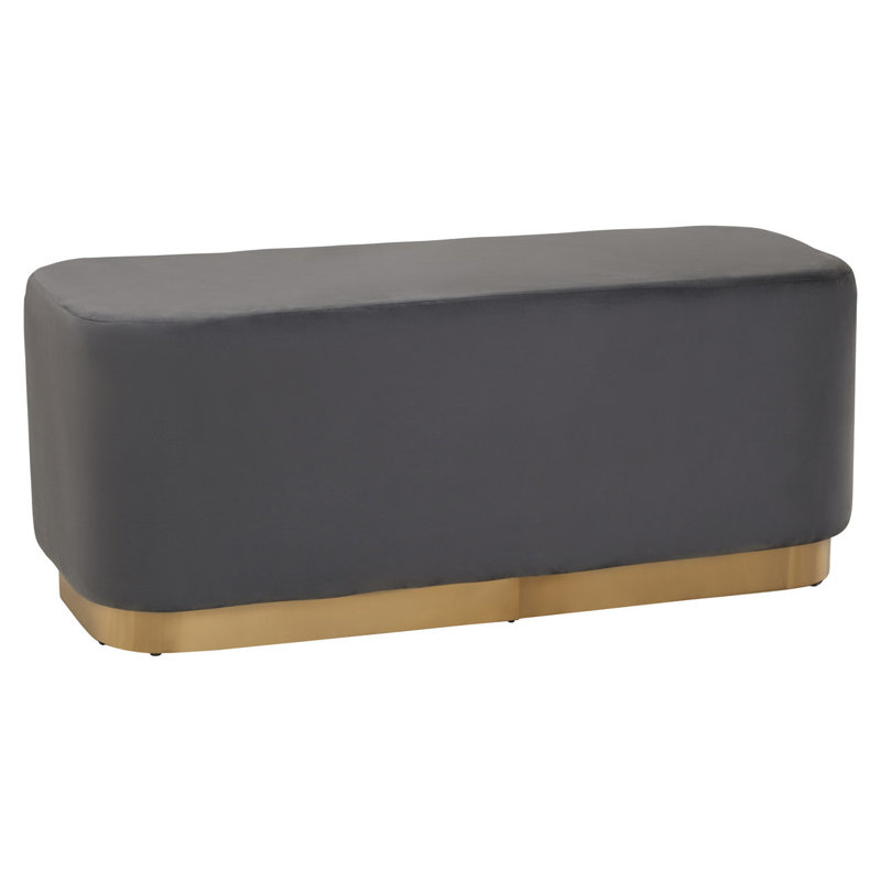 Anaelle Velvet Upholstered Bench, Grey