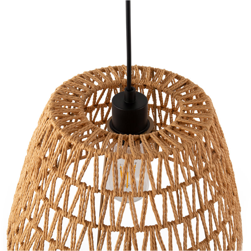 Paquet de 1 lumière moderne en rotin tissé brun 3 lumières, luminaires suspendus réglables