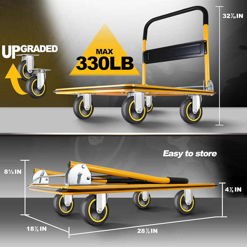 Chariot poussoir, chariot pliable, 330 lb, poussoir