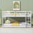 Twin Over Twin Rubber Wood Bunk Bed - Low Height with Ladder, No Box Spring Needed, White-815149232