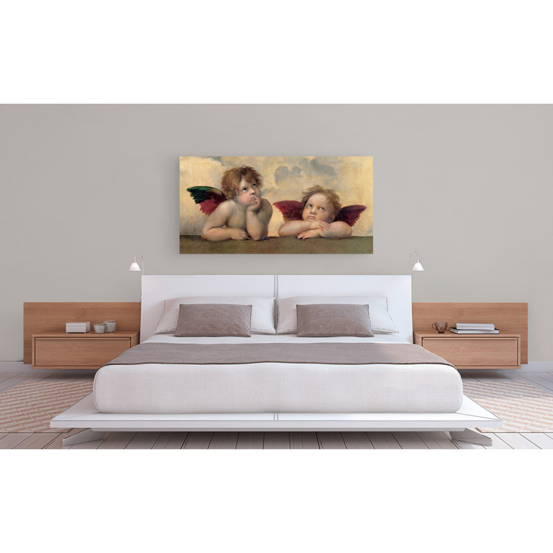 Raphael's Angels, The Sistine Cherubs by Raffaello - No Frame Print on Canvas, 35cm H x 70cm W x 4cm D