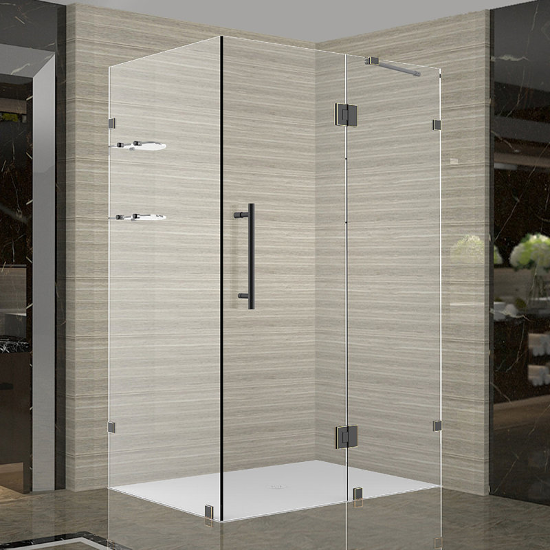 Cabine de douche à charnière rectangulaire 48 "x 72" Avalux GS, Chrome, Givré