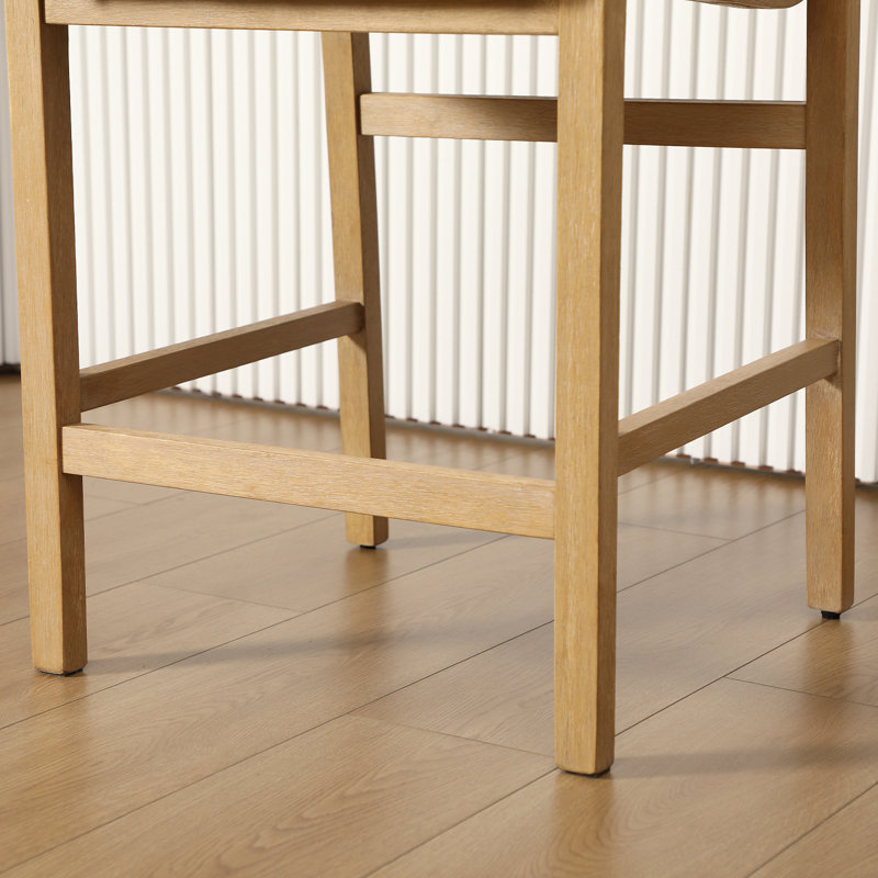 Tabouret de bar Modern Farmhouse - Siège et dossier rembourrés avec structure en bois massif, Brun