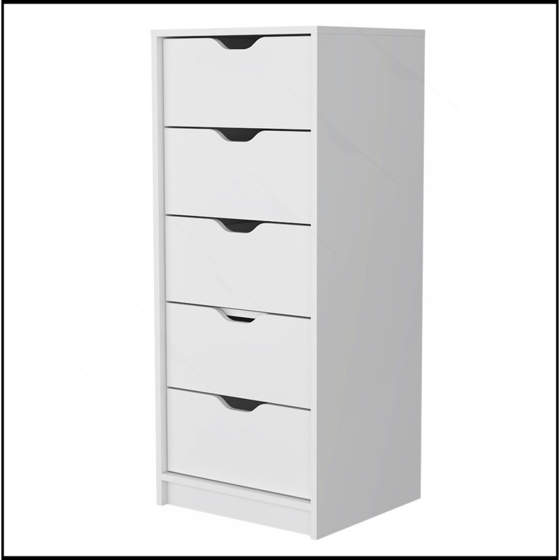 Commode 5 tiroirs, commode haute, Blanc