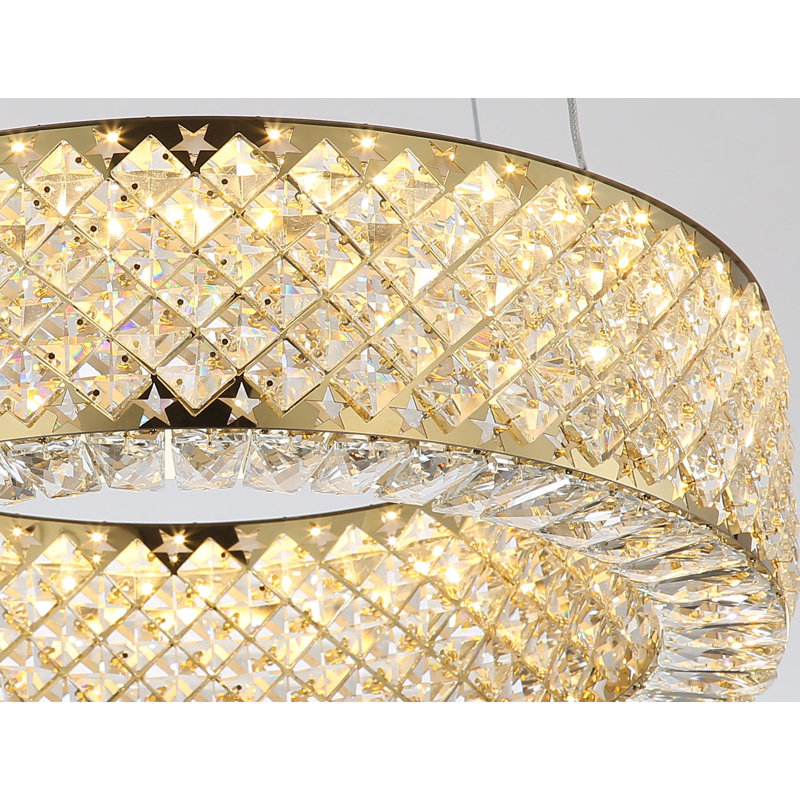 Modern Crystal Ring Dimmable Led Chandelier, Gold
