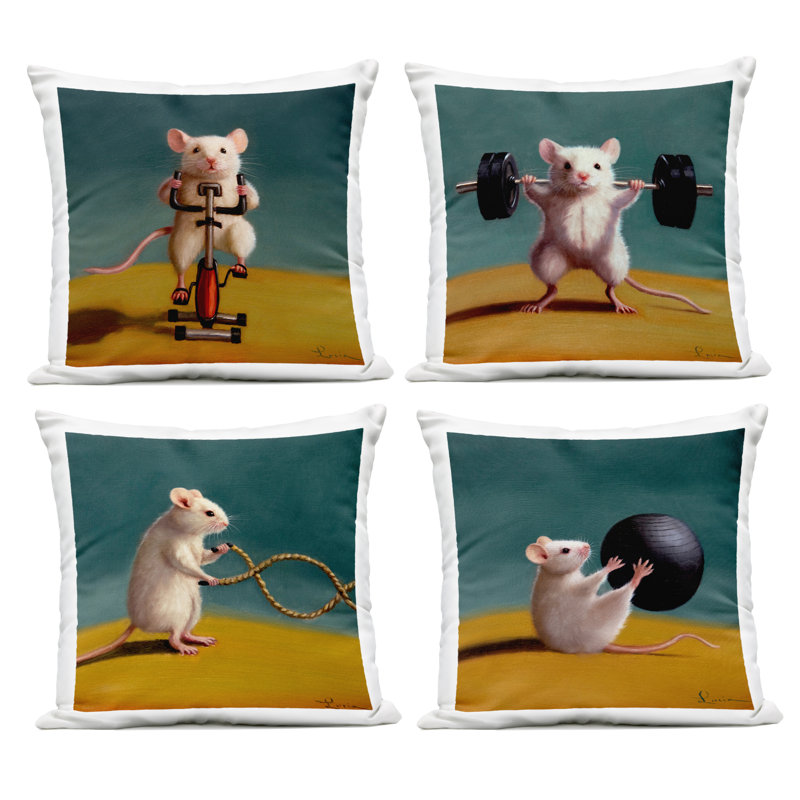 Ensemble de 4 coussins d'entraînement Fitness Mice Working par Lucia Heffernan