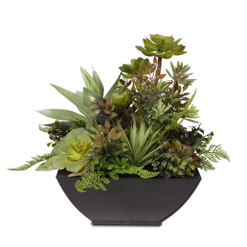 Faux Succulent in Metal Planter