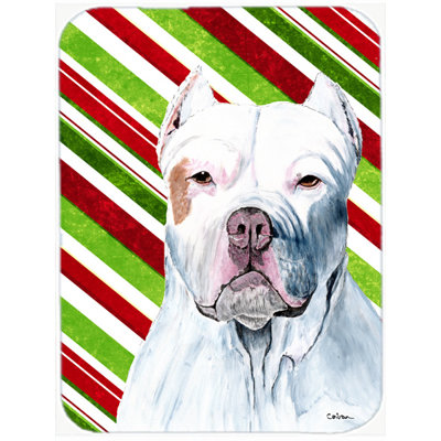 Caroline's Treasures Pit Bull Candy Cane Holiday Christmas Glass Cutting Board