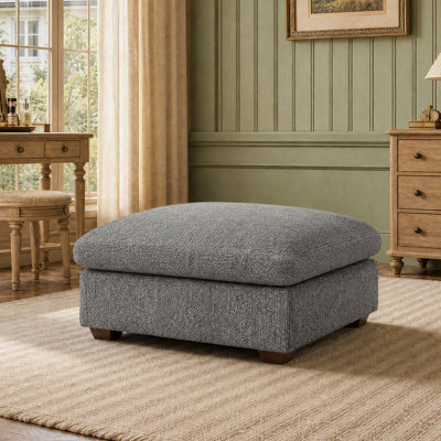 Pouf rectangulaire Kasi 92 cm (36,2 po) en chenille capitonnée, grand pouf individuel modulaire pour canapé d'angle
