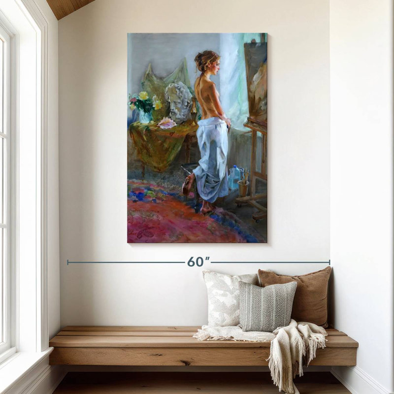 Leisha à la fenêtre II, H 48 po x l 32 po