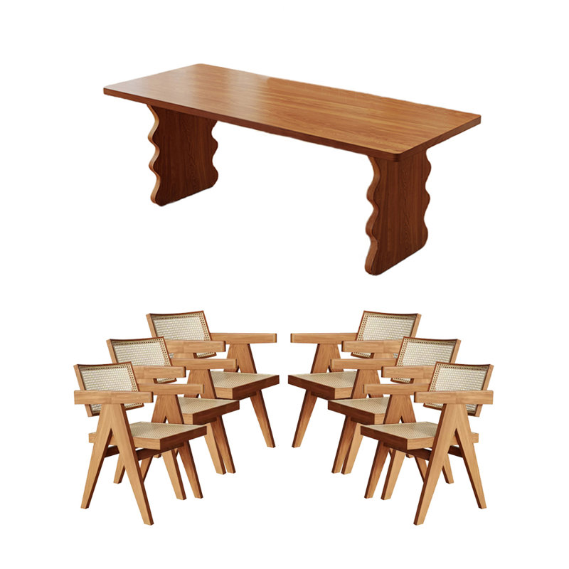 6 - Person Solid Wood Solid Wood Top Double Pedestal Dining Set, 29.53"H x 62.99"L x 31.5"W