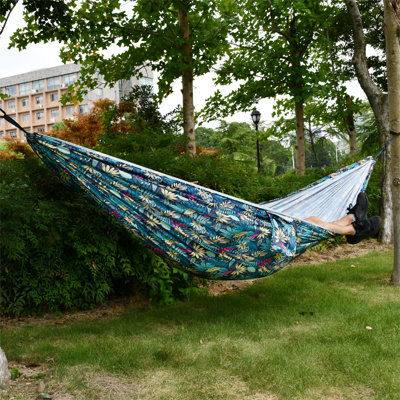 Machin 2 Person Cotton Camping Hammock with Canopy, and Tree Strap,