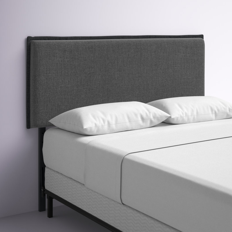 Tête de lit en tissu Camille, Double, Mélange de polyester gris clair, Double