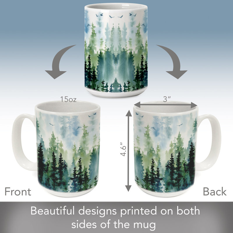 Misty Tree Line 15 oz. Tasse décorative en céramique