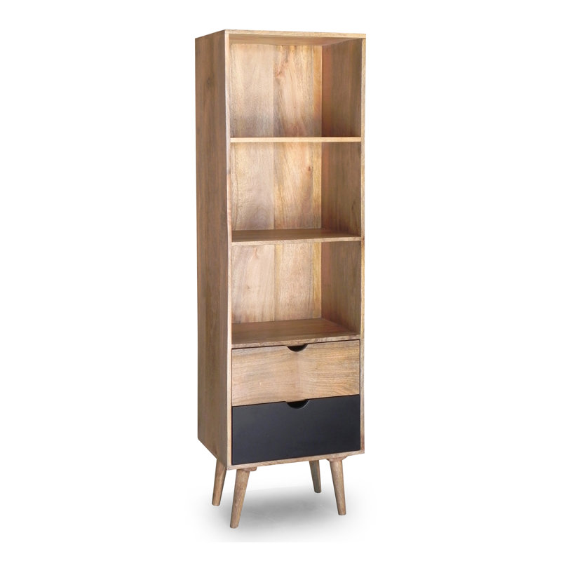 Rousseau 180 cm H x 55 cm W Solid Wood Standard Bookcase, Black