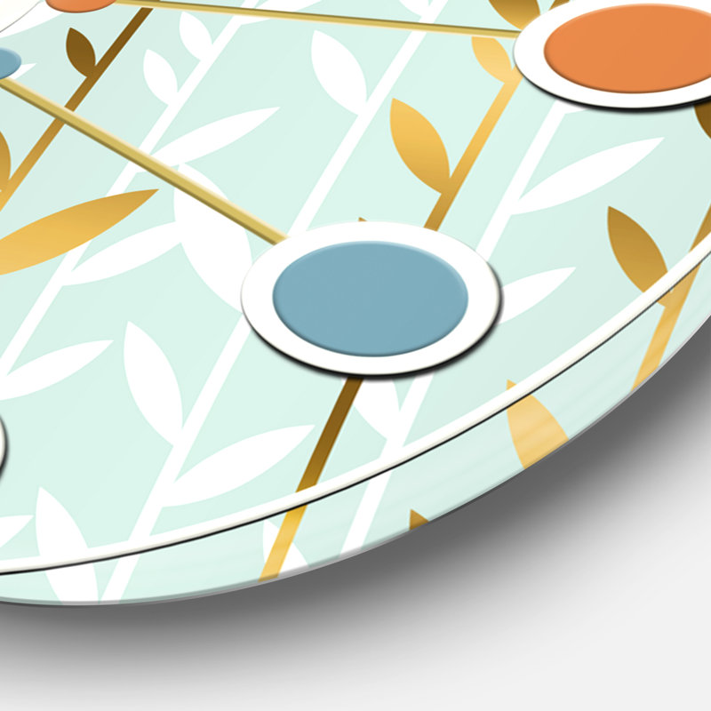 Golden Foliage I - horloge murale moderne Mid-Century, Grand