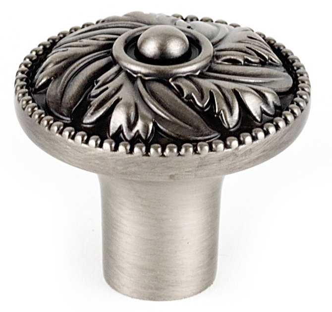 Hickory Mushroom Knob, Pewter, 1.25" H x 1.25" W x 0.5" D