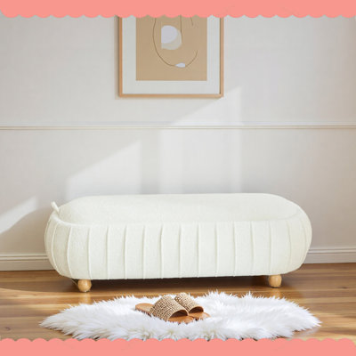 Banc de lit d'appoint capitonné de 140 cm de large avec rangement intégré et repose-pieds en chenille, pieds en bois d'hévéa, idéal pour le salon, l'entrée, le dortoir ou la chambre.