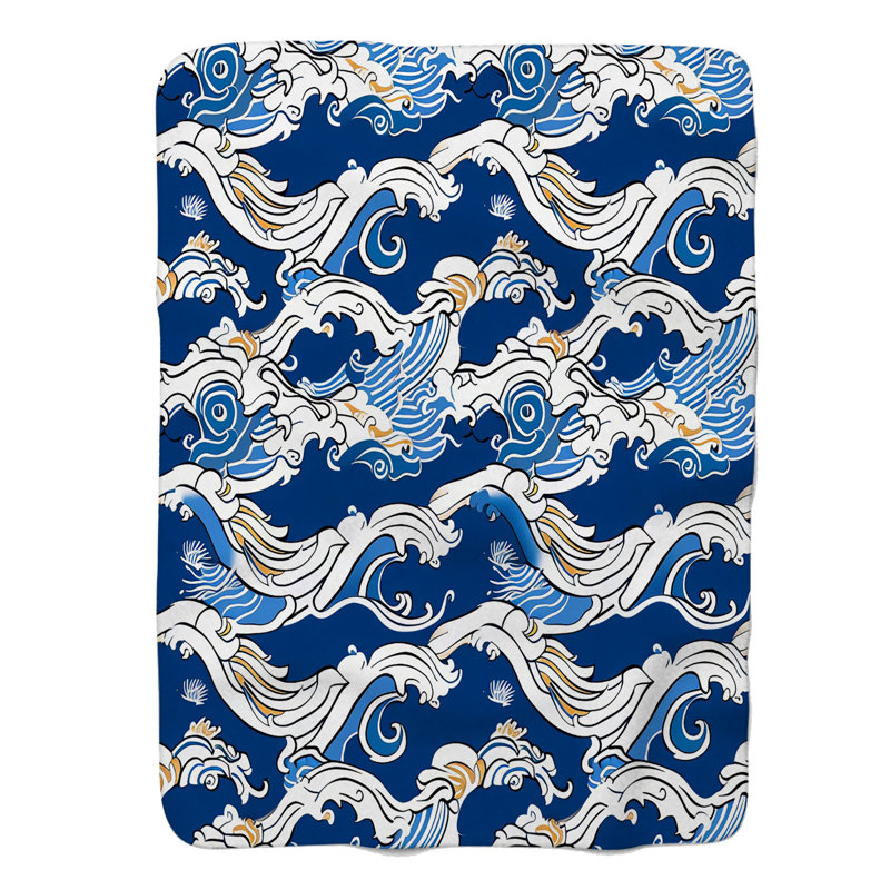 Tsunami Wave Designs - 1 pièce Sherpa Premium, Grand lit