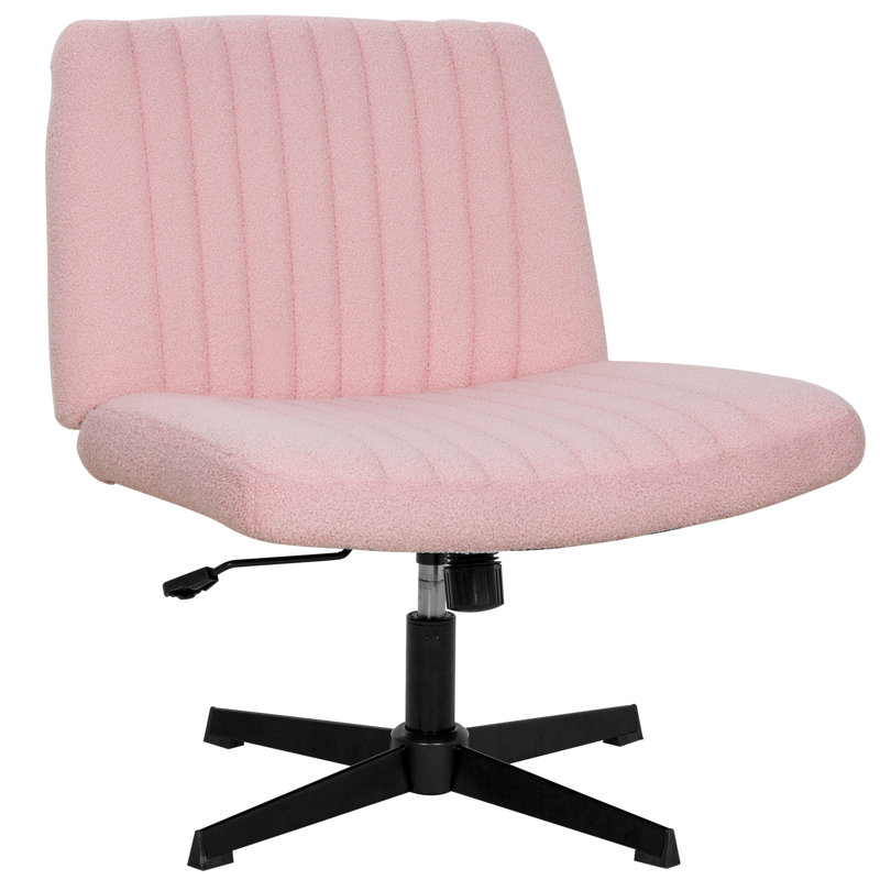 Pink Ergonomic Swivel Armless Task Chair with Sponge Cushion