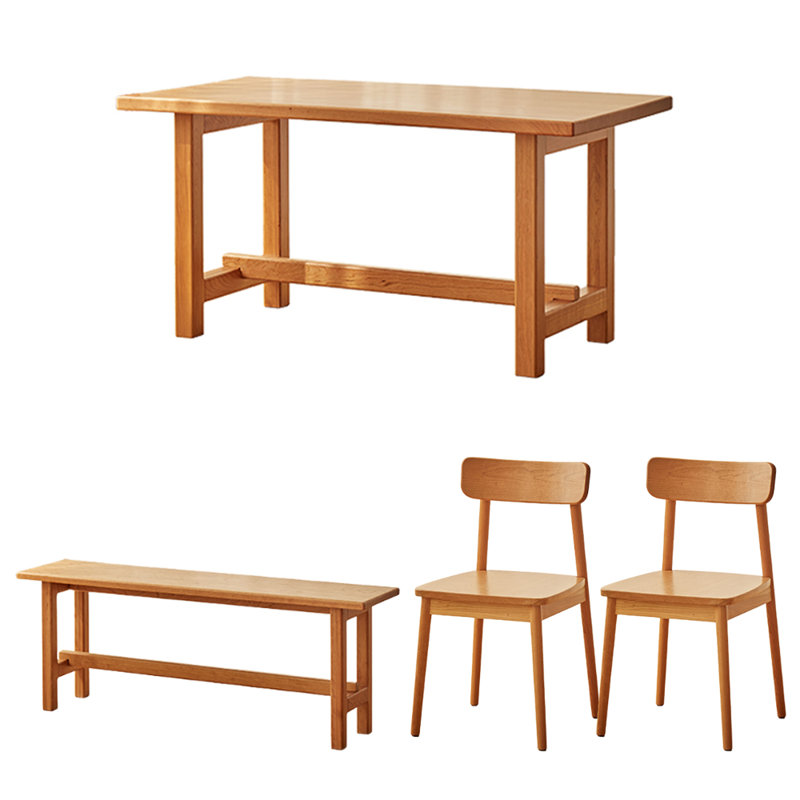 Table de salle à manger simple et durable en bois de cerisier épais, H 29,52 po x L 55,11 po x l 31,49 po