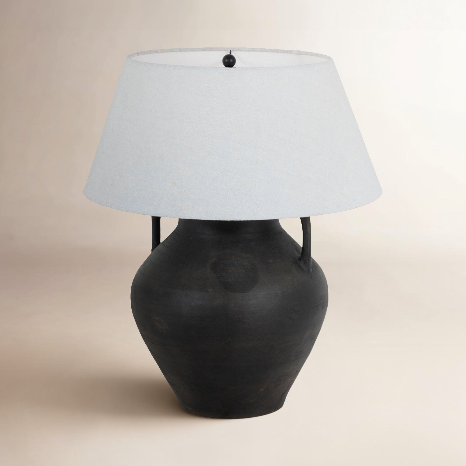 Atrani Table Lamp, Aged Black Terracotta