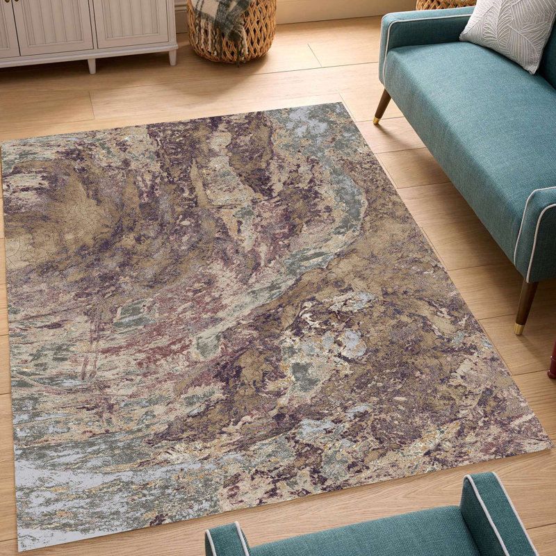 Tapis artistique, Rectangle 5 pi 3 po x 7 pi 3 po, Brun