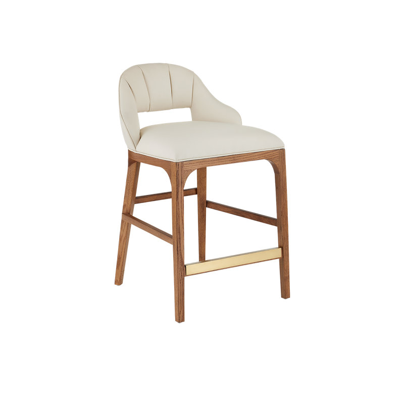 Inga Upholstered Stool with Solid Wood Frame, Counter Stool (26" Seat Height)