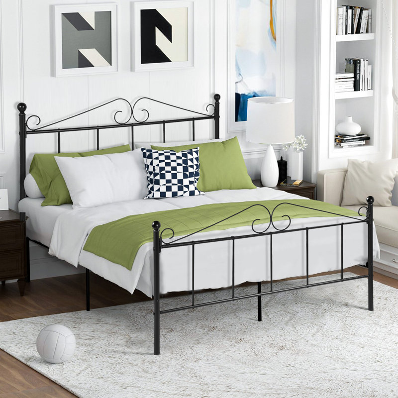 Halleck Metal Bed, Black, Double (4'6)