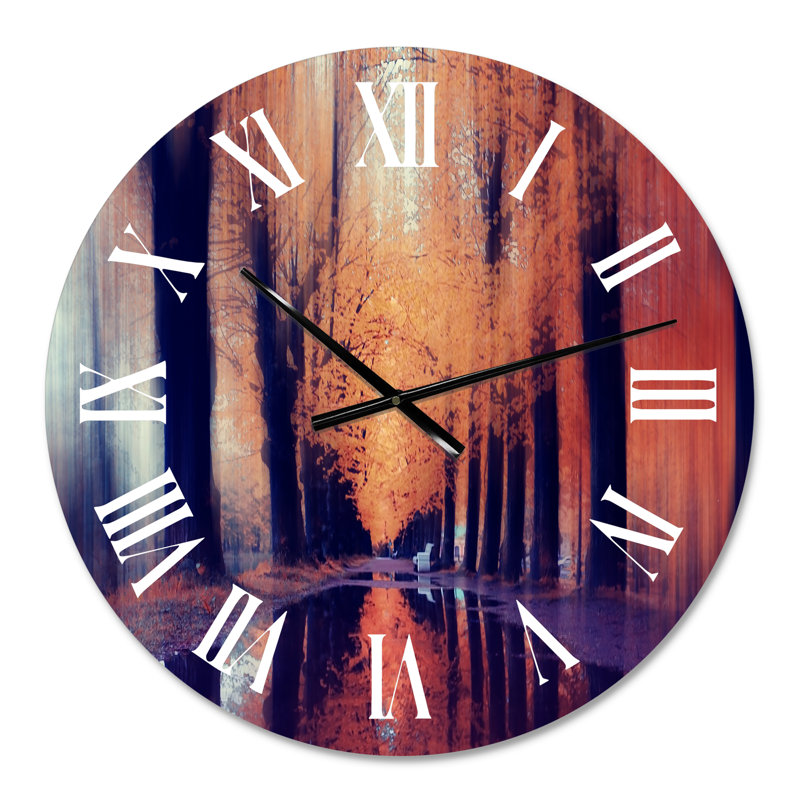 Autumn Coloured Forest Treescape II - Traditional wall clock, Medium