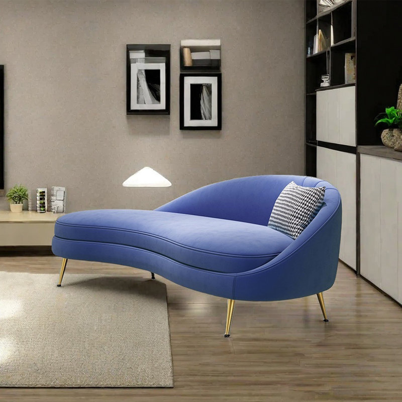 Méridienne confortable en velours de bois massif, Mauve, Right Hand Facing