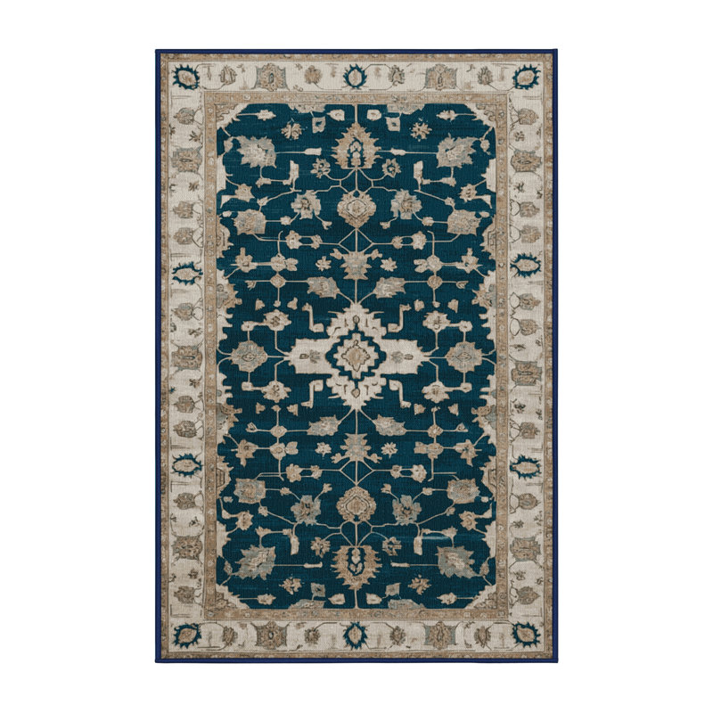 Machine Washable Overdyed Blue Area Rug, Rectangle 6' x 9'
