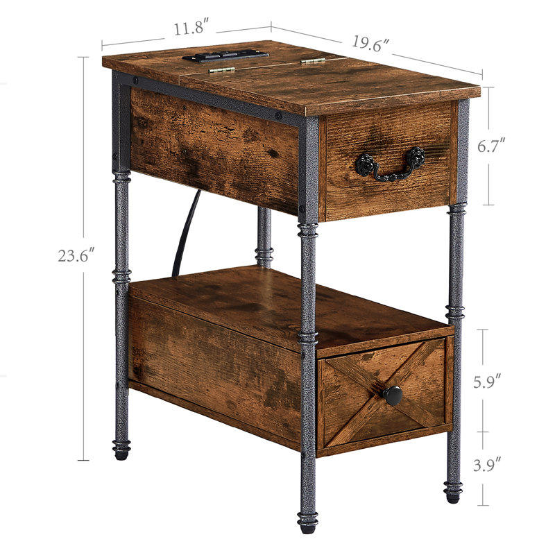2- Drawer End Table and Built-In Outlets
